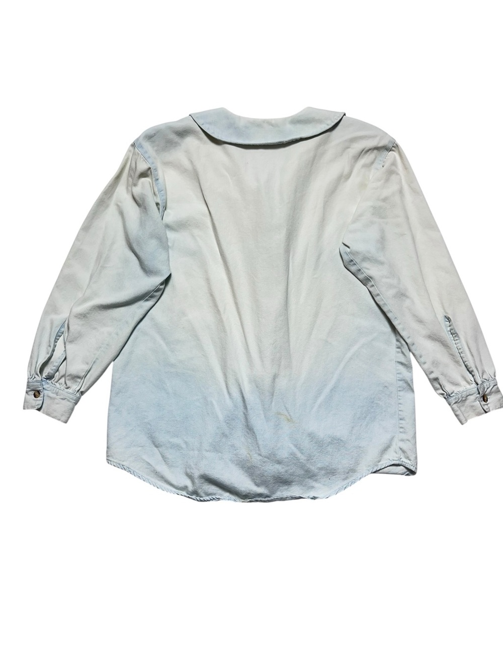 Vintage 90s Solutions Floral Embroidered Collar Cotton Blouse Shirt S - Picture 3 of 9